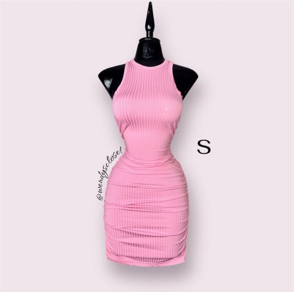 SHEIN Pink Ribbed Mini Dress - Picture 1 of 1